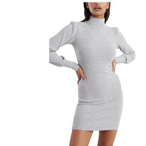 Garage Elegant Gray Ribbed Knit Dress
